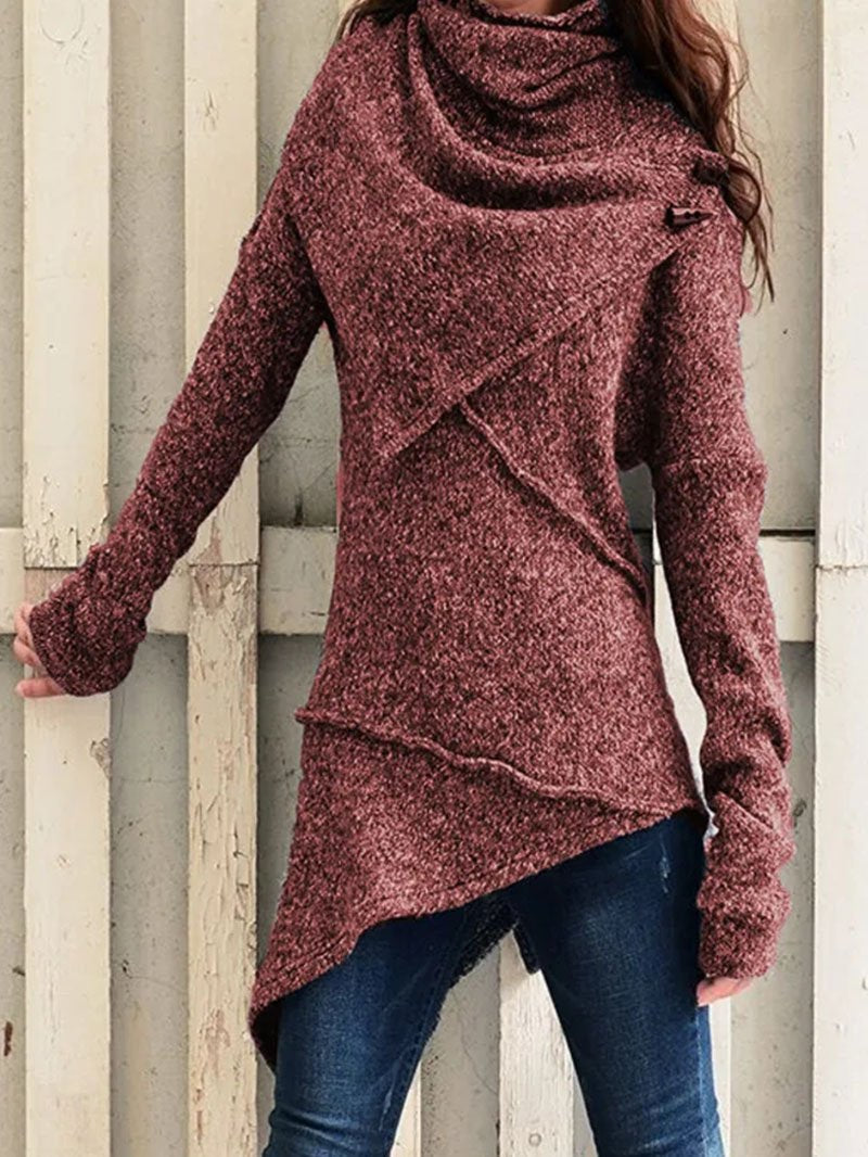 Long-sleeved sweater trench coat sweater coat Red Wine