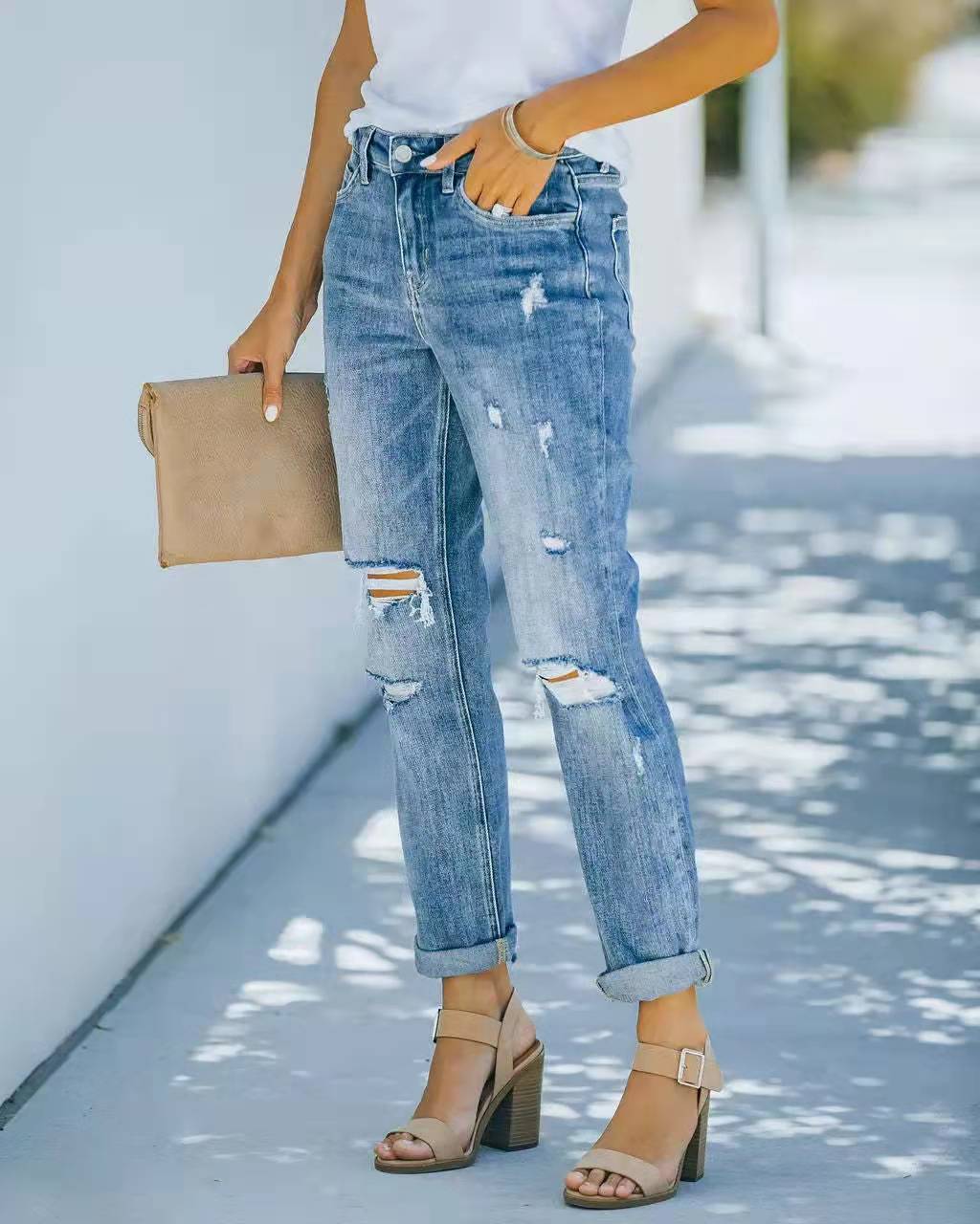 trendy ripped jeans