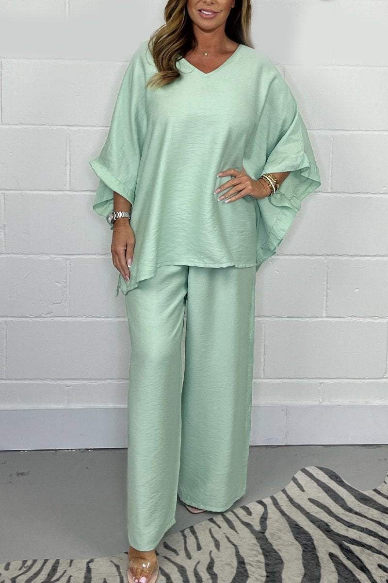 Casual satin suit Light green