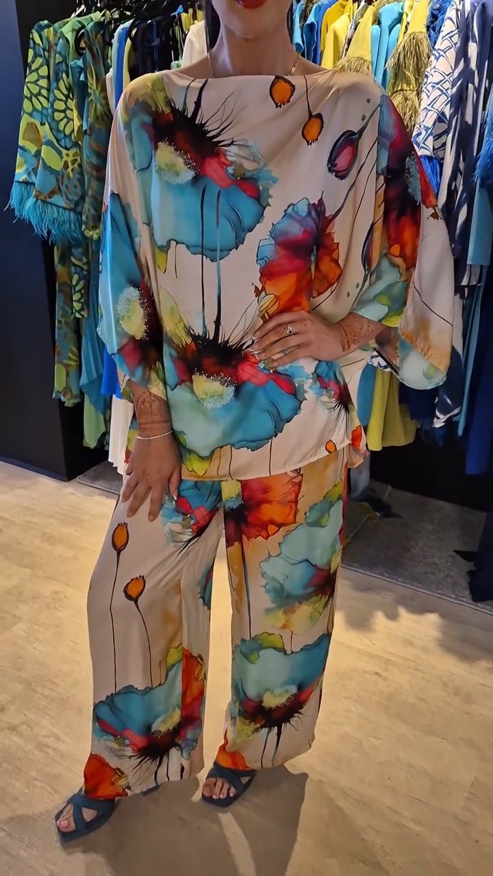 Loose and Casual Floral Suit multicolor