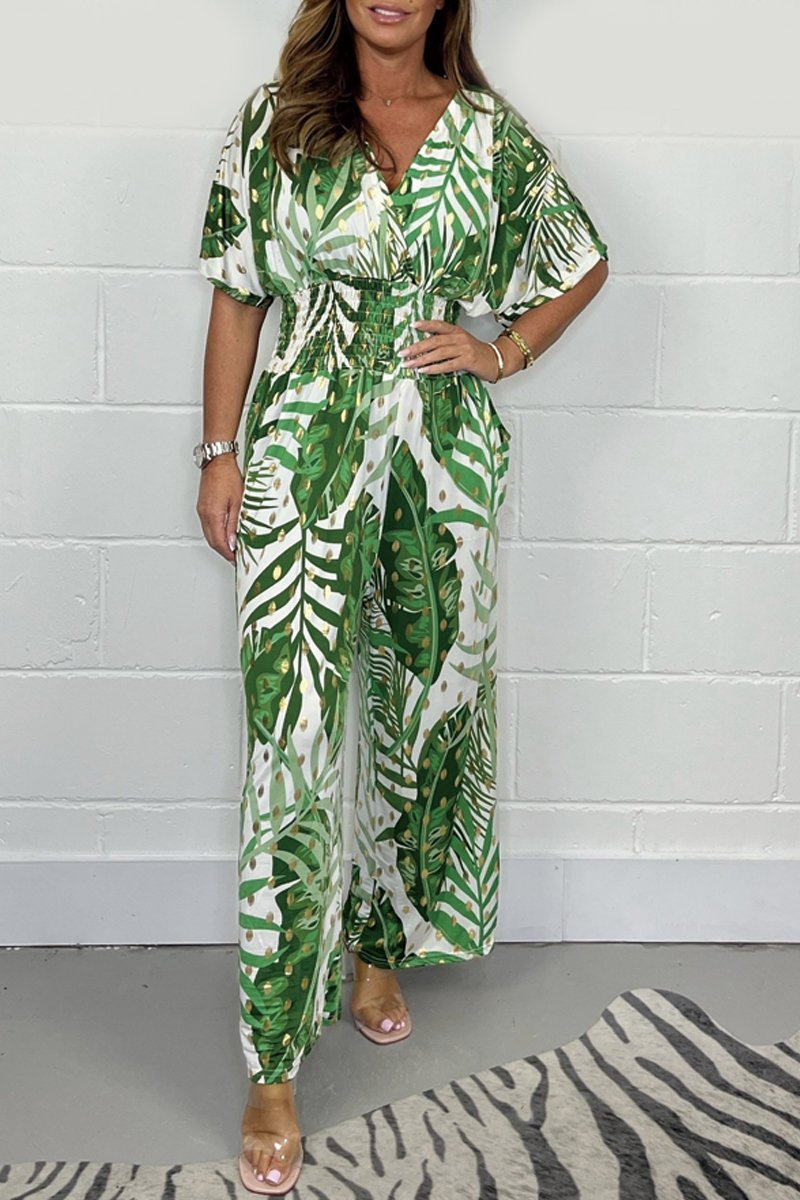 Foil printed jumpsuit Light green