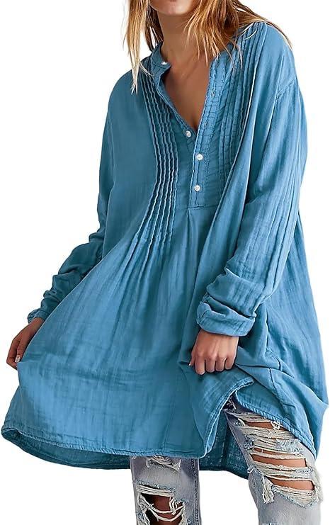 Women's V-neck Long-sleeved Casual Dress