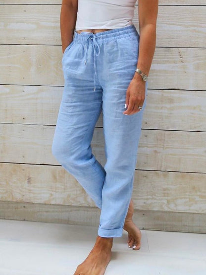 Loose Drawstring Casual Casual Pants Blue