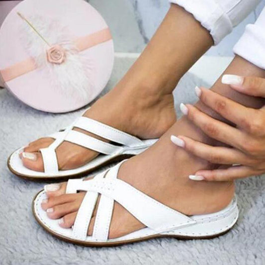 Casual Slope Heel Over Toe Sandals