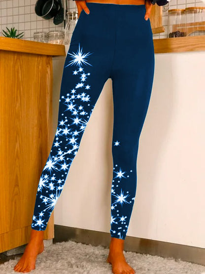 Plus size Christmas Skinny Leggings Leggings Blue