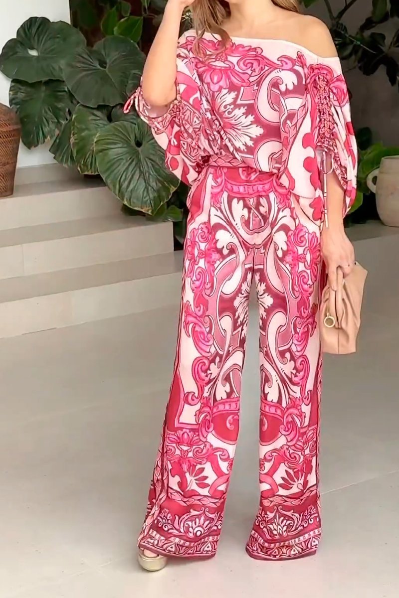 Floral two-piece suit pink