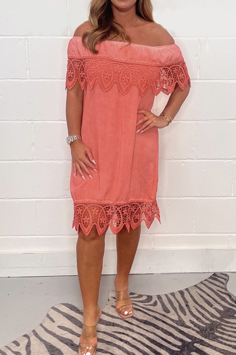 Distressed lace patchwork dress Coarl