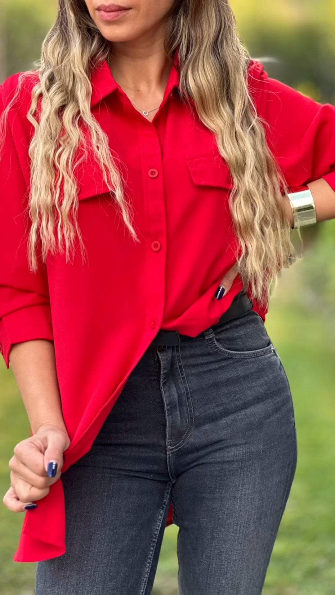 Solid Color Pocket Shirt