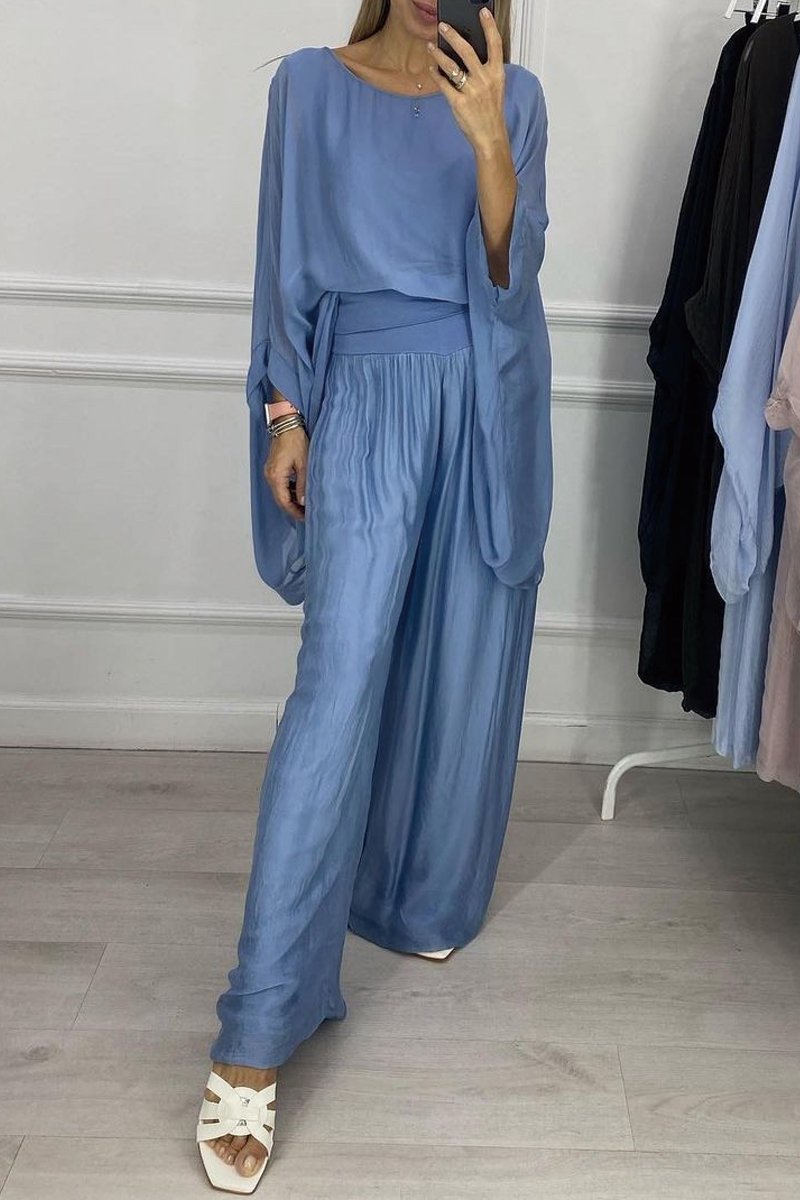 Chiffon solid color suit Blue