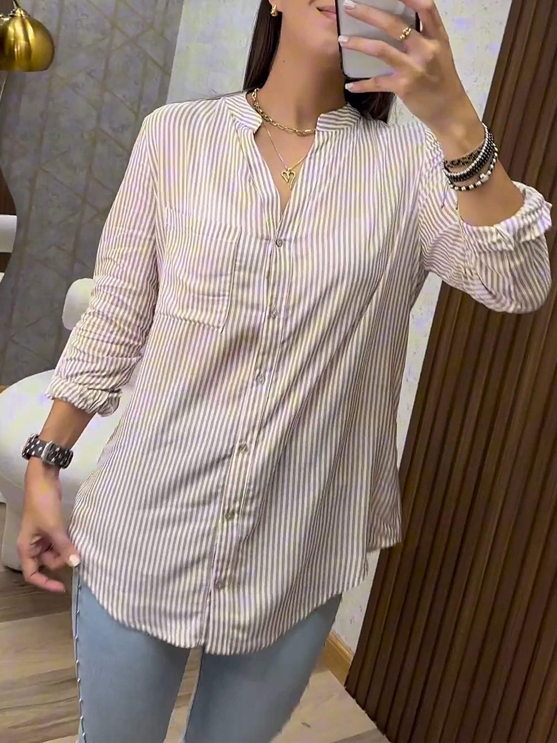 Women's Striped V-neck Shirt