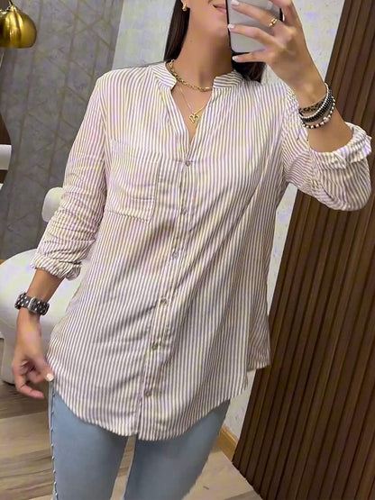 Women's Striped V-neck Shirt