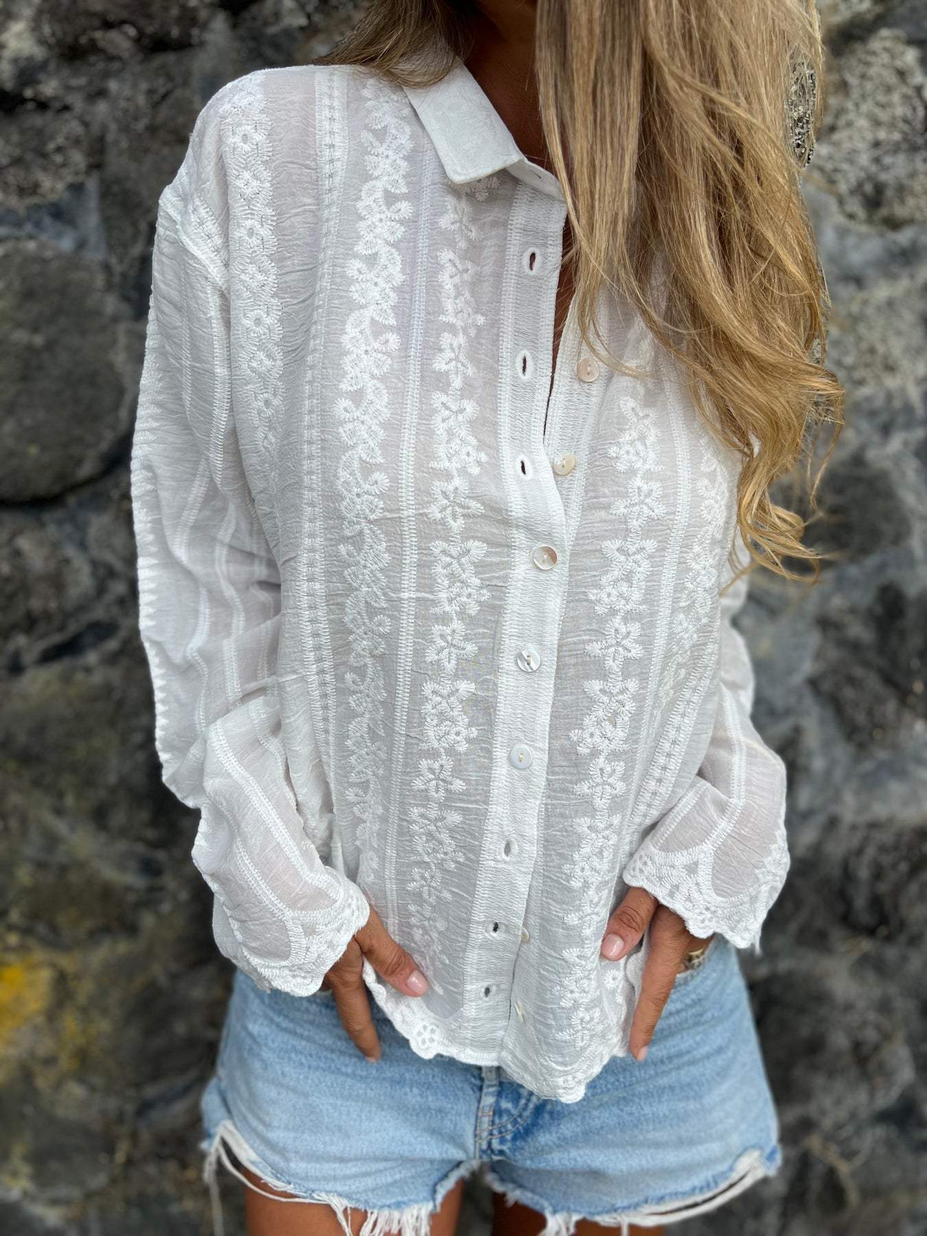 Embroidered Lapel Shirt