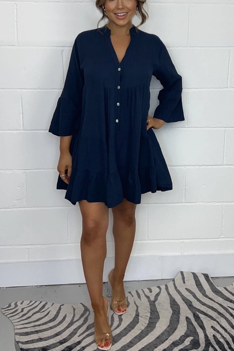 Women's Cheesecloth button Up Swing Dress