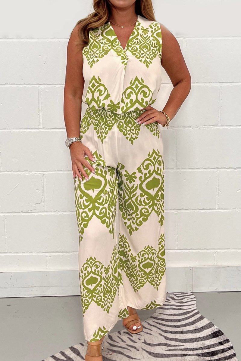 Printed vest and pants set Lime