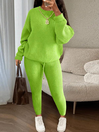 Fashionable Casual Knitted Suit Pants Suit fluorescent green