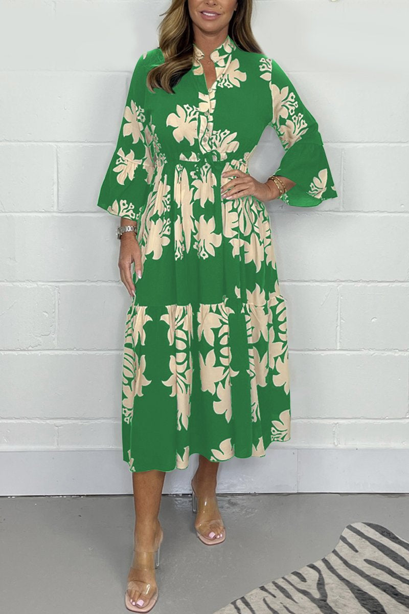 Casual printed dress Green grass