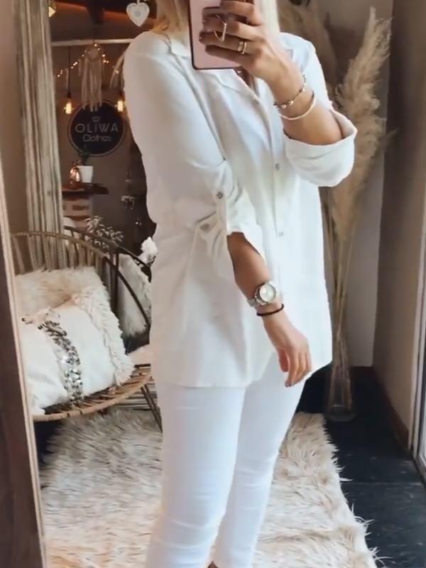 Casual Button Down Long Sleeve Shirt White