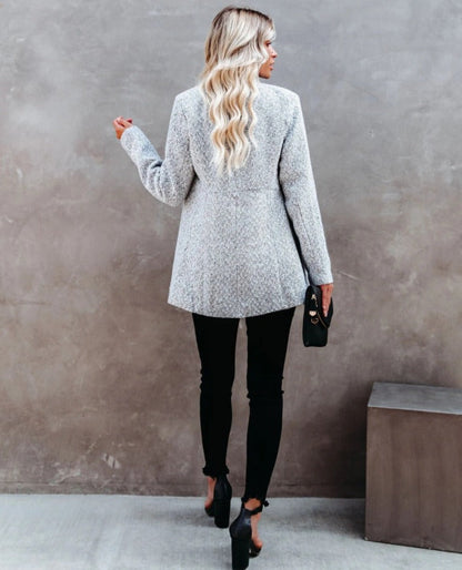 Solid Color Pocket Design Long Sleve Casual Long Coat