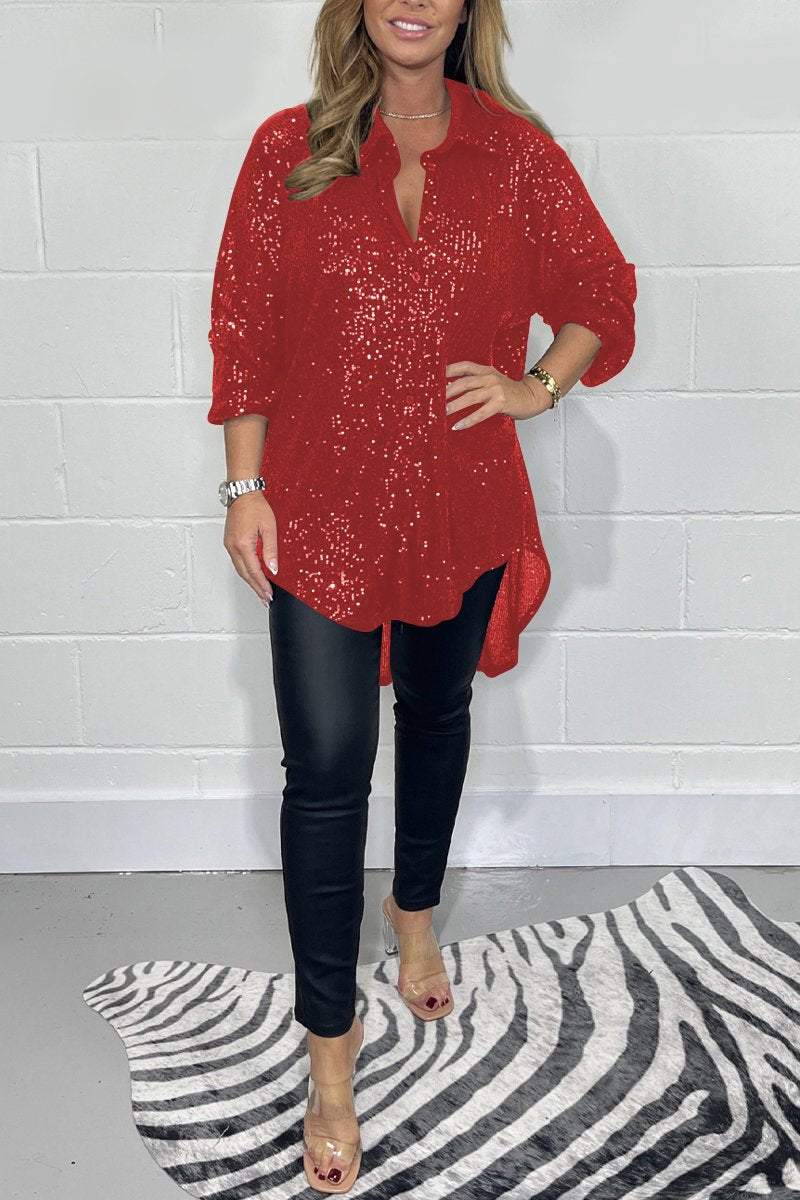 Women's sequin shirt Red