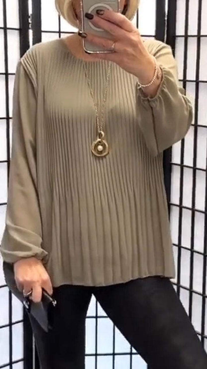 Casual Round Neck Long Sleeve Top