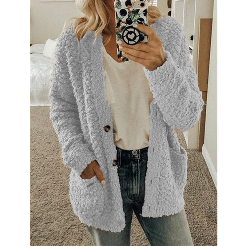 Women's fashion casual sweater coat light Grey