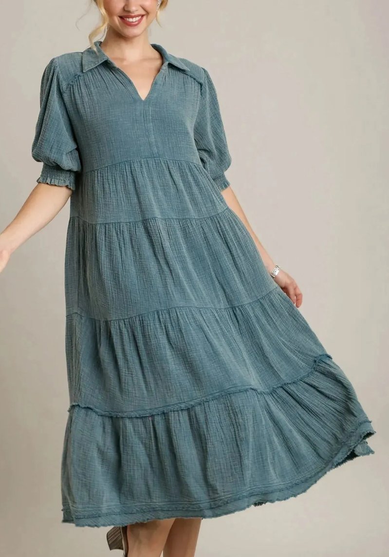 Women's V Neck Layered Maxi Dress