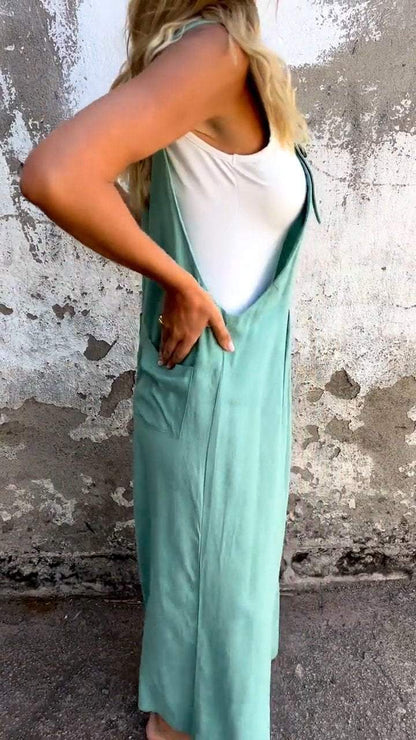 Sleeveless Casual Jumpsuit with Suspenders