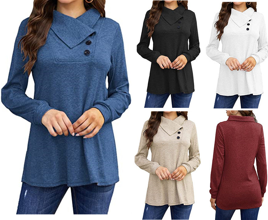 Solid color loose long-sleeved T-shirt