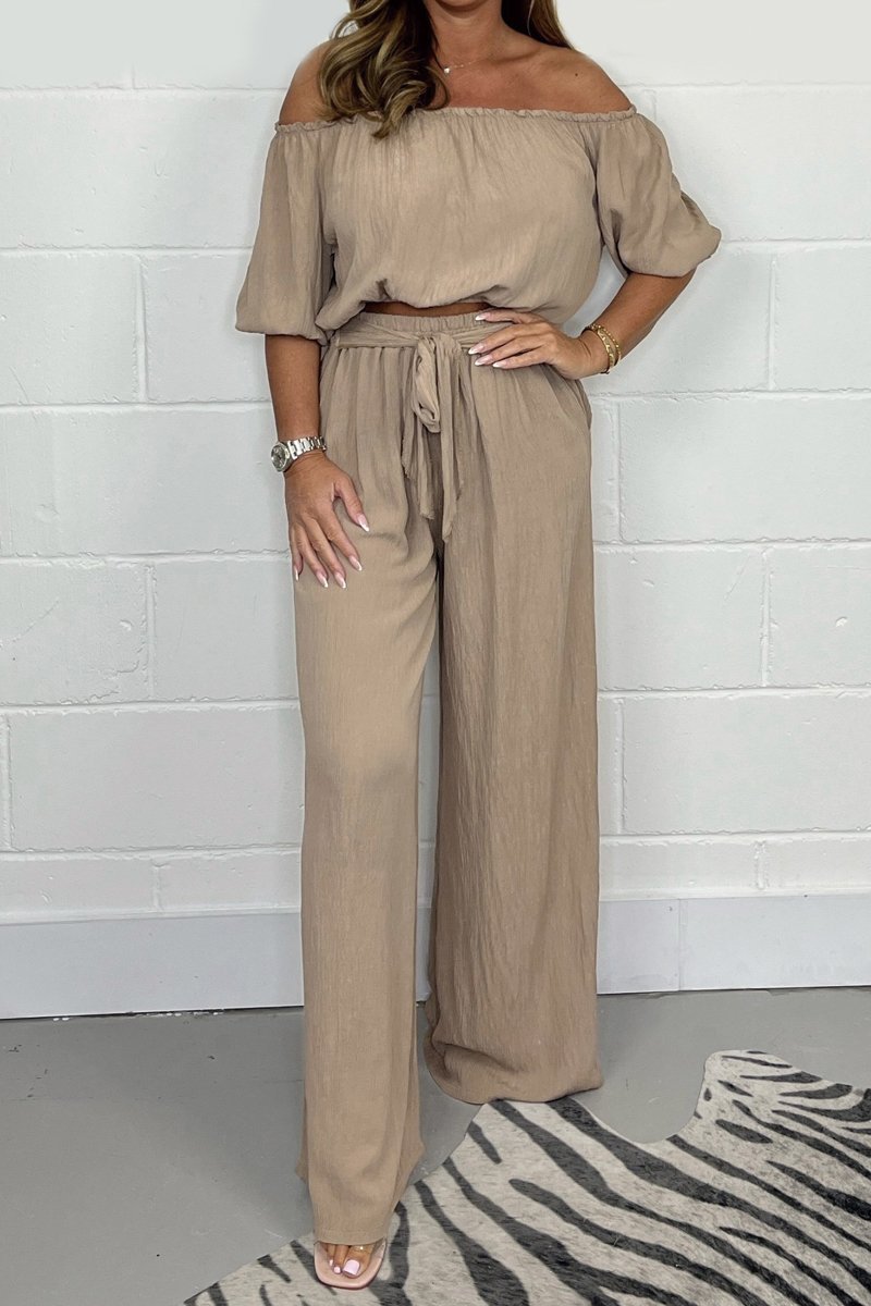 Casual one shoulder suit Khaki