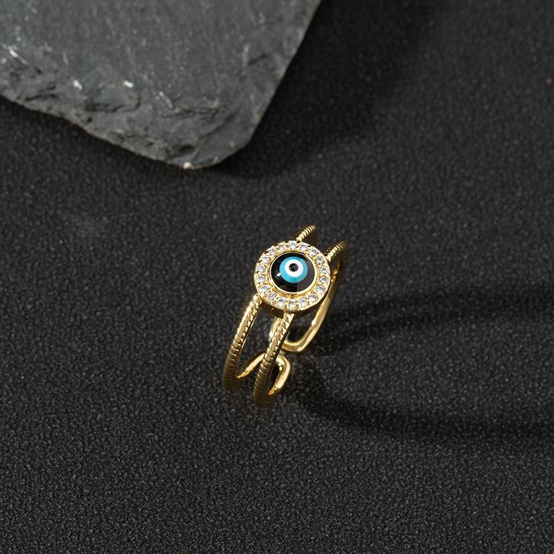 Colored Zircon Devil's Eye Open Ring Color 5 one-size