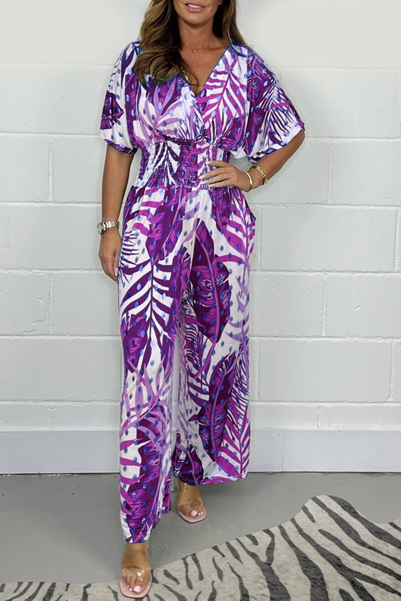 Foil printed jumpsuit Purple