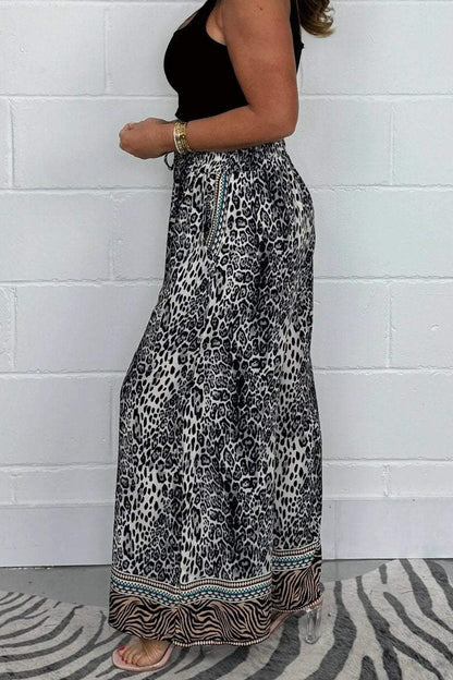 Women's Animal Print Wide Leg Trousers