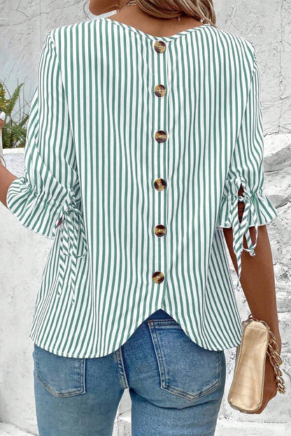 Striped button-down shirt Green