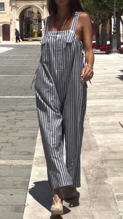 Women's Sleeveless Striped Jumpsuit