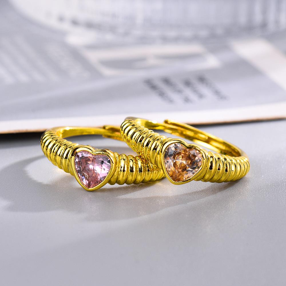 Love Light Pink Champagne Zircon Open Ring for Women As Show One Size