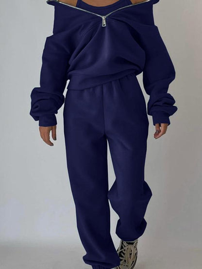 Sweatshirt and sweatpants two-piece suit Navy Blue