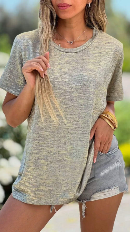 Round Neck T-shirt round neck top gold