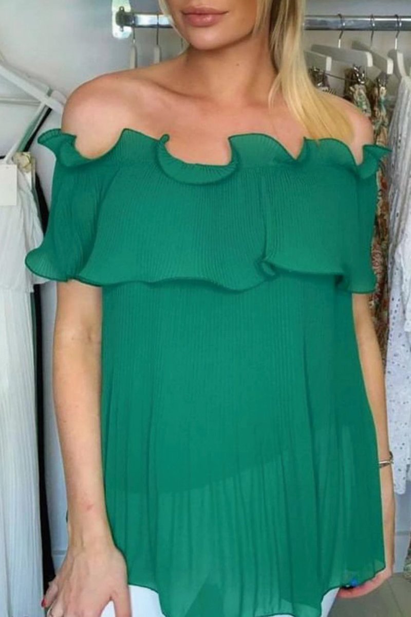 Pleated Frill Top Green