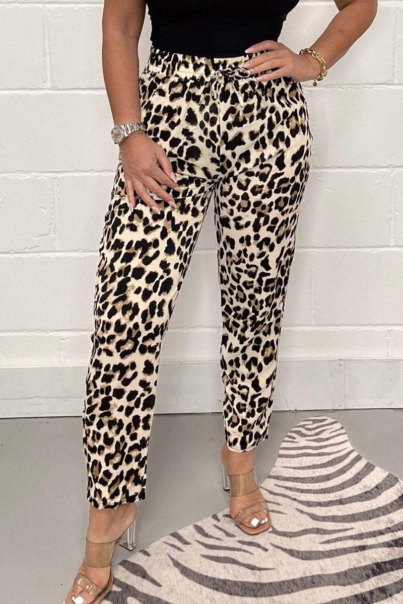 Animal print trousers Cream Leopard