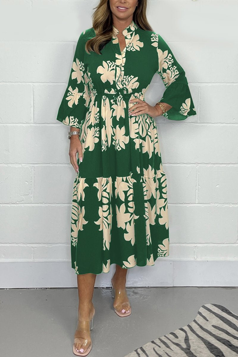 Casual printed dress Army green