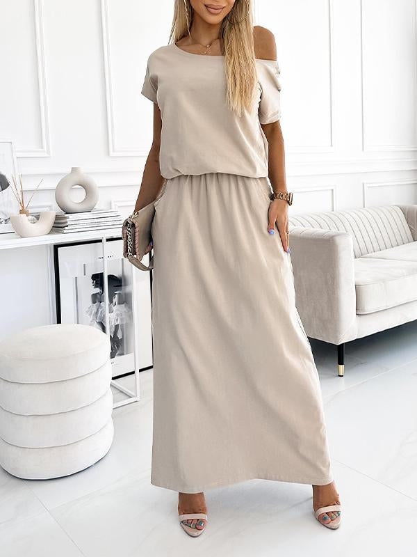 Casual Solid Color Two Piece Suit Skirt apricot