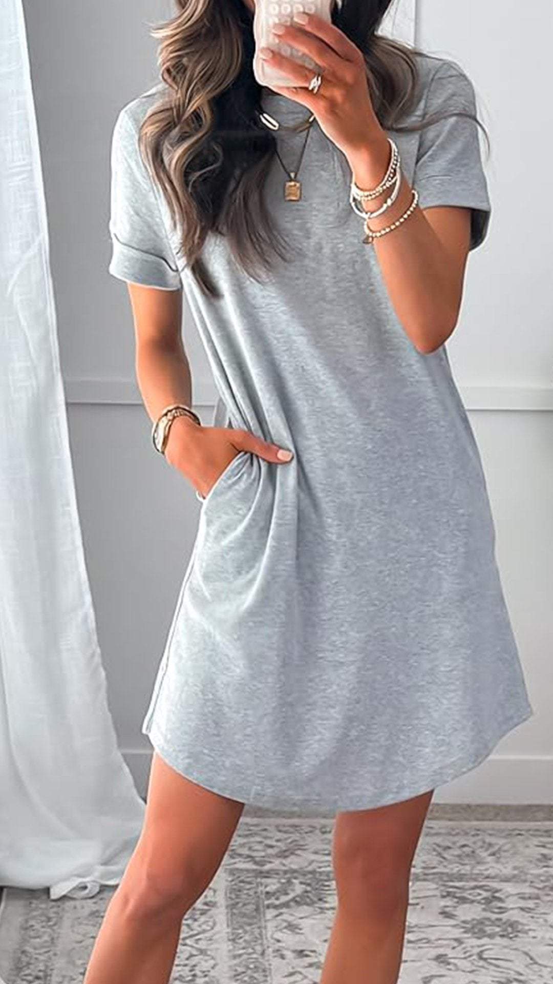 Round Neck Short Sleeve Casual Dress