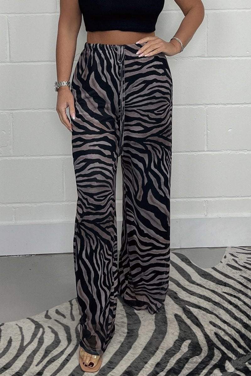 Zebra print trousers Black