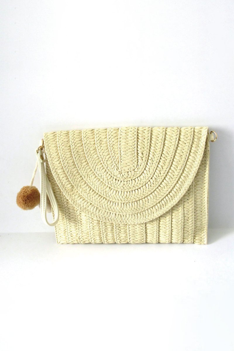 Woven bag clutch Beige One Size