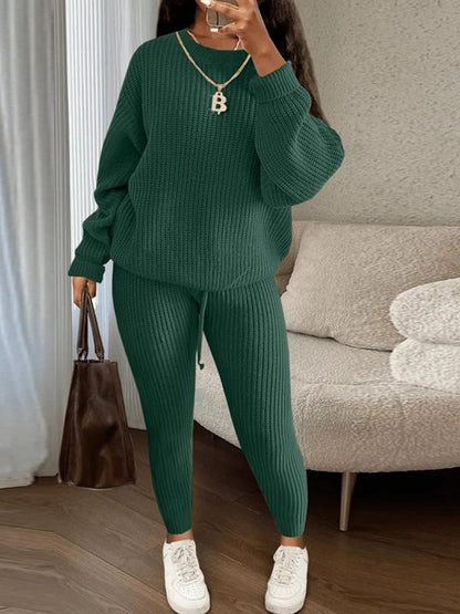 Fashionable Casual Knitted Suit Pants Suit green