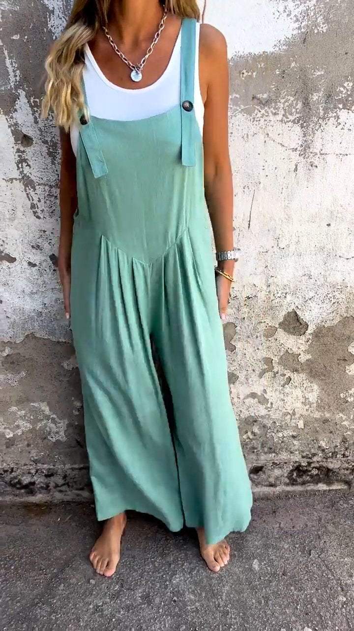 Sleeveless Casual Jumpsuit with Suspenders