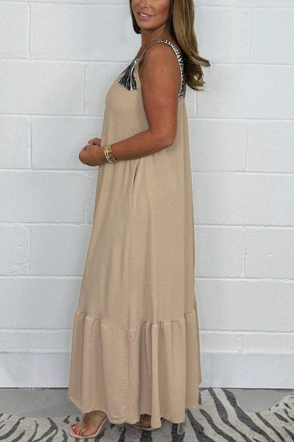 Embroidered Strap Maxi Dress