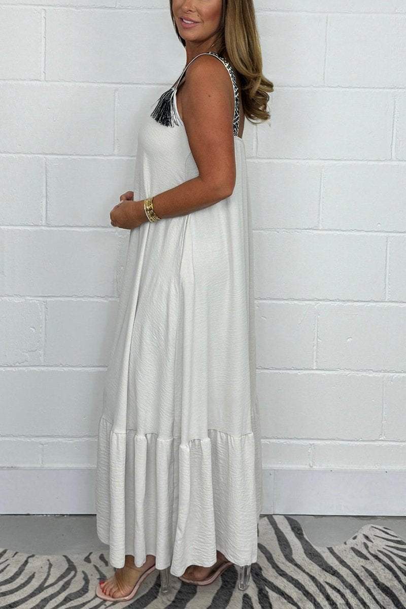 Embroidered Strap Maxi Dress