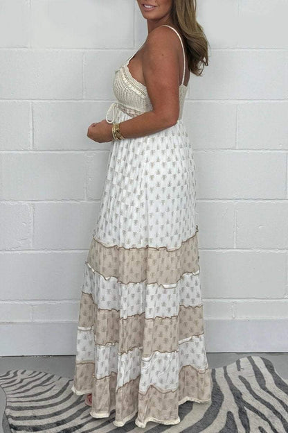 Women's Crochet Top Spaghetti Strap Maxi Dress