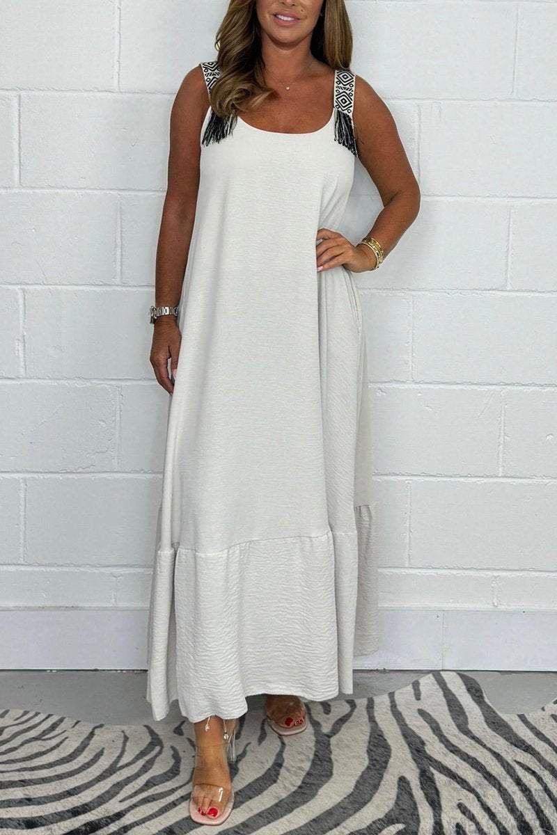 Embroidered Strap Maxi Dress